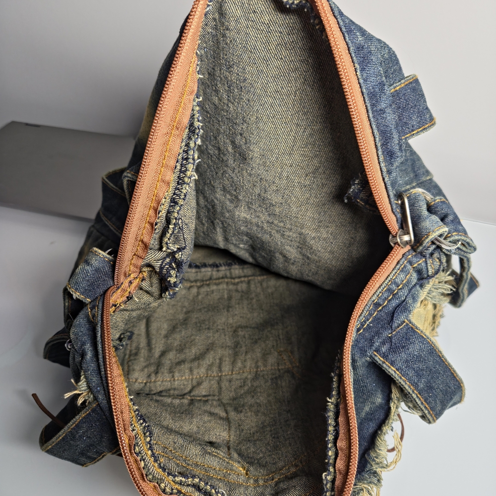 Source Unknown Denim Patchwork Tote - Blue And Ye… - image 4